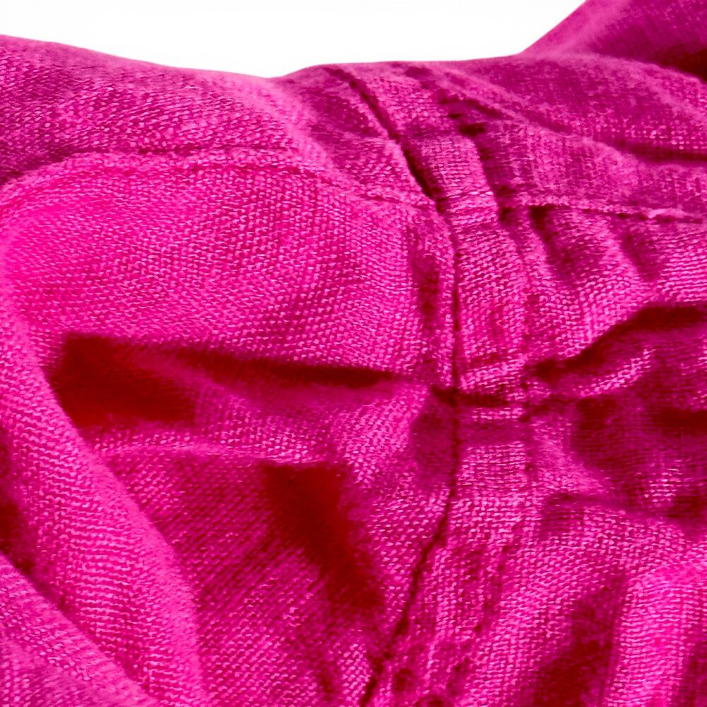 Tahari Women's Medium Pink 100% Linen Wide Straight Leg Pants Elastic Waist - Picture 7 of 8